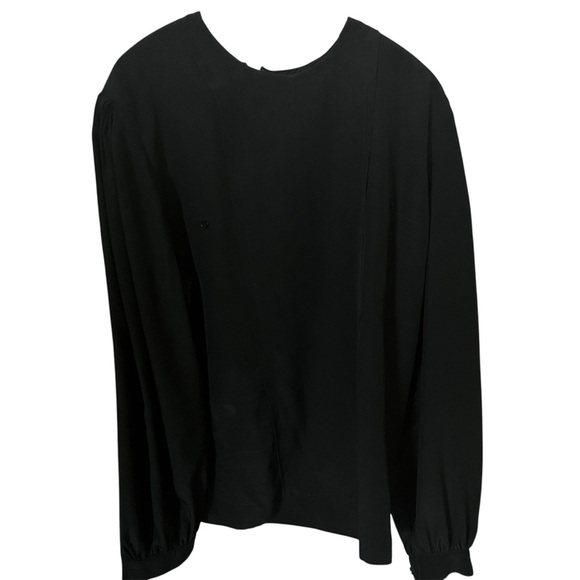 ALEX SPORT MILAN NEW YORK Silk Long Sleeved Blouse Womens 12 Black Elega… - Picture 2 of 10